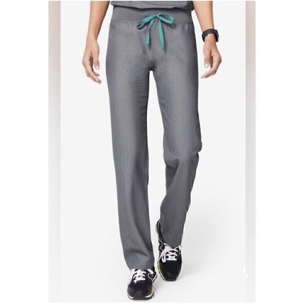 Figs Drawstring Pants Scrubs Mid Rise Straight Leg Women's Gray Size X Small